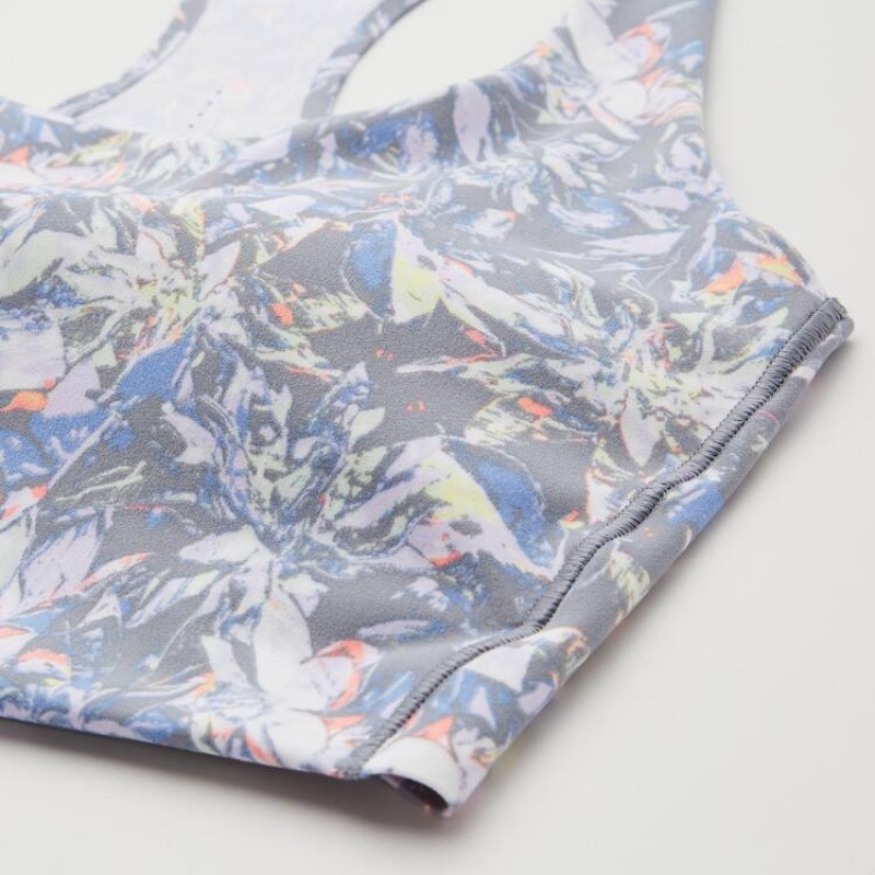 Uniqlo Square Neck Printed Active Wireless Reggiseni Grigie | NPIADV863