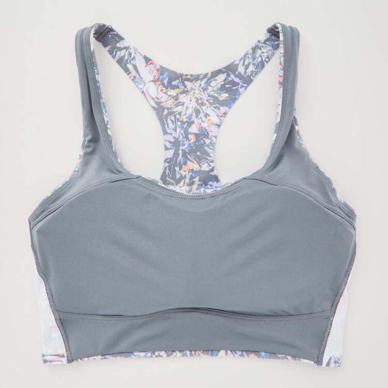 Uniqlo Square Neck Printed Active Wireless Reggiseni Grigie | NPIADV863