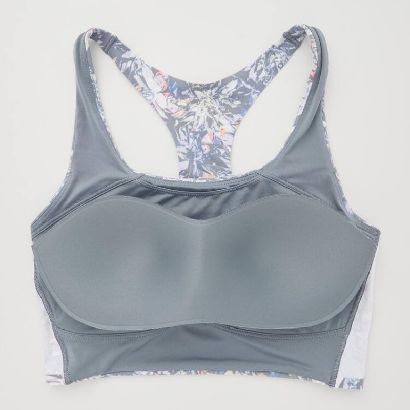 Uniqlo Square Neck Printed Active Wireless Reggiseni Grigie | NPIADV863