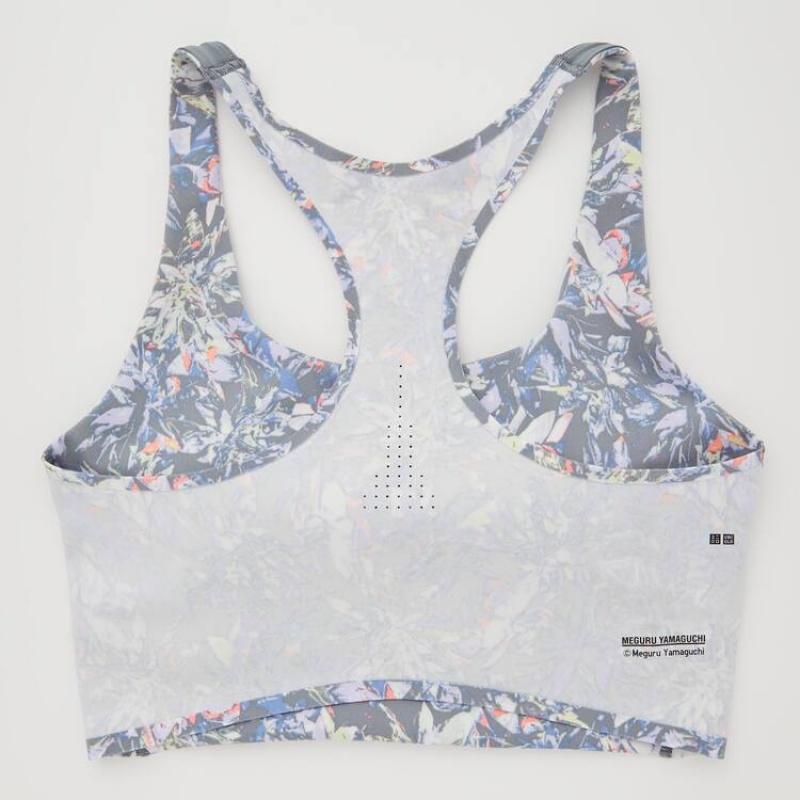 Uniqlo Square Neck Printed Active Wireless Reggiseni Grigie | NPIADV863