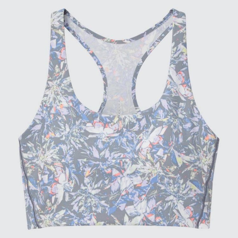 Uniqlo Square Neck Printed Active Wireless Reggiseni Grigie | NPIADV863