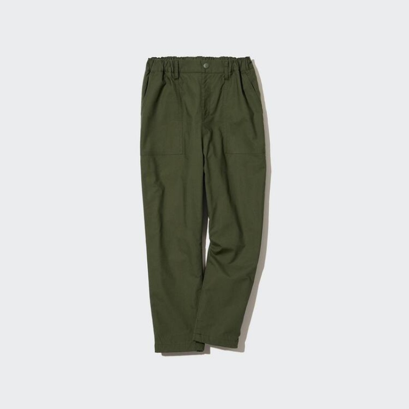 Uniqlo Stretch Warm Foderati Baker Pantaloni Jogger Ragazza Verde Oliva | FCWNBS134