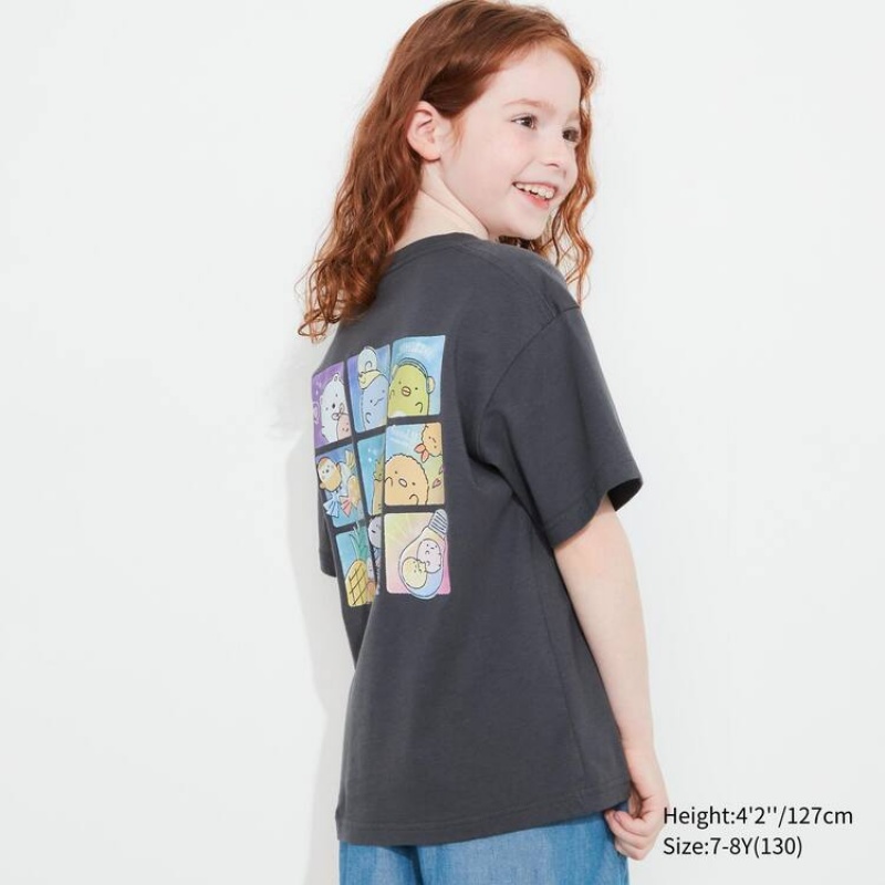 Uniqlo Sumikkogurashi Ut Grafica Magliette Ragazza Grigie Scuro | ZPAVYR463