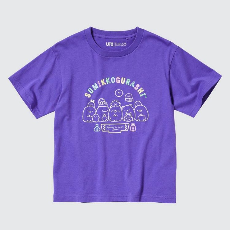 Uniqlo Sumikkogurashi Ut Grafica Magliette Ragazza Viola | CAKRZV904