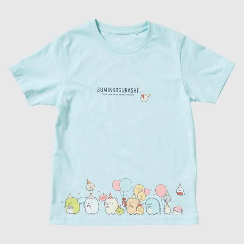 Uniqlo Sumikkogurashi Ut Grafica Magliette Ragazza Blu | EKJSUA301