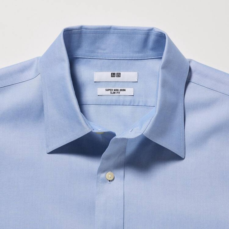 Uniqlo Super Non-iron Slim Fit (2020 Season) Camicie Blu Chiaro | XCOPDT359