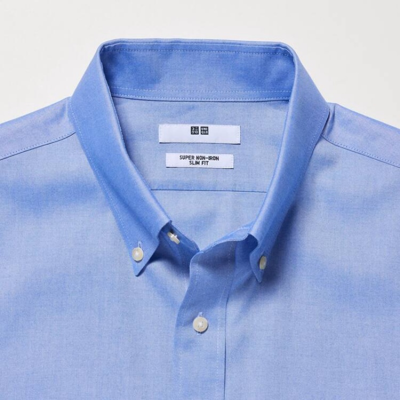 Uniqlo Super Non-iron Slim Fit (Button-down Collar) Camicie Blu | EPLIMY290