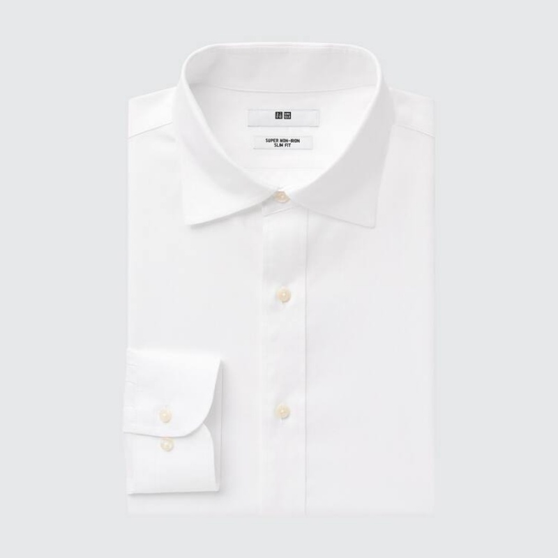 Uniqlo Super Non-iron Slim Fit (Semi-cutaway Collar) Camicie Bianche | ZHUPLA025