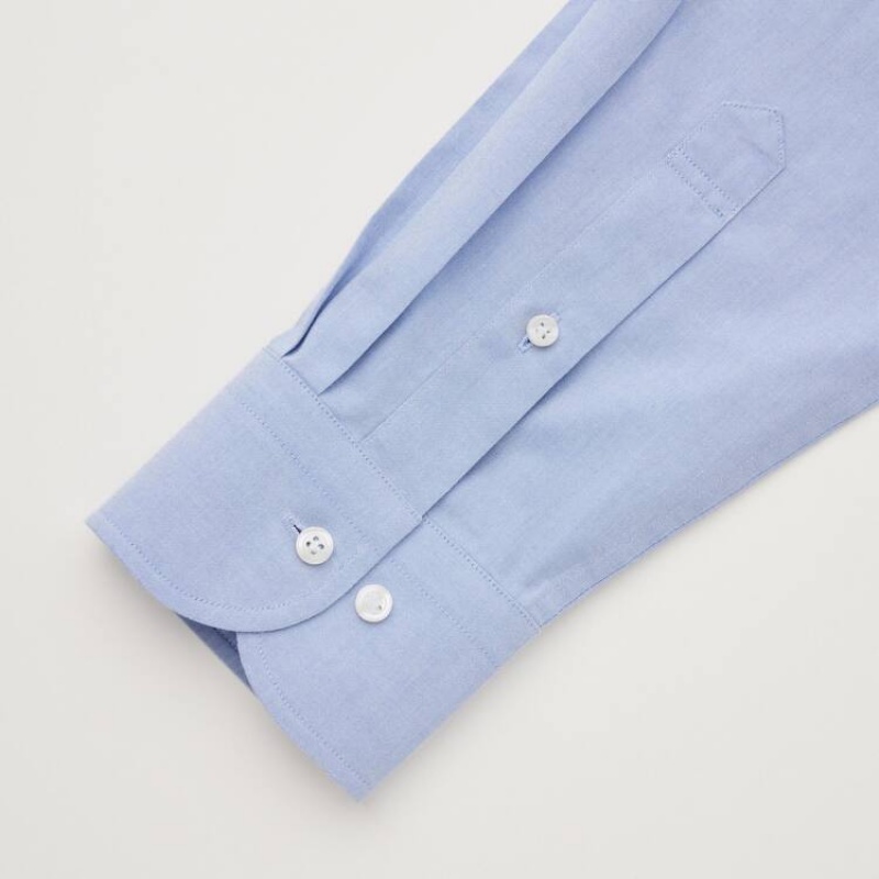 Uniqlo Super Non-iron Slim Fit (Semi-cutaway Collar) Camicie Blu Chiaro | JQRFSH980