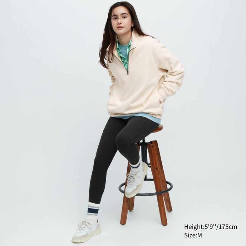 Uniqlo Sweat Half-zipped Pullover Felpe Beige | ELJYUW468