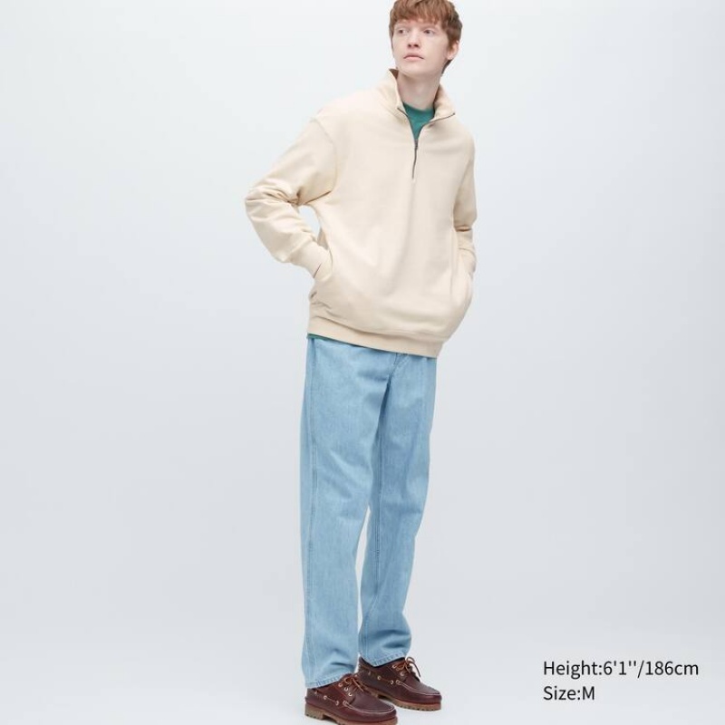 Uniqlo Sweat Half-zipped Pullover Felpe Beige | ELJYUW468