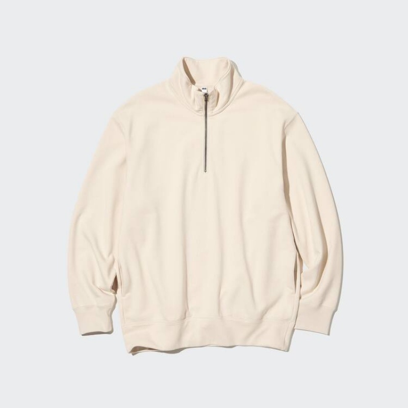 Uniqlo Sweat Half-zipped Pullover Felpe Beige | ELJYUW468