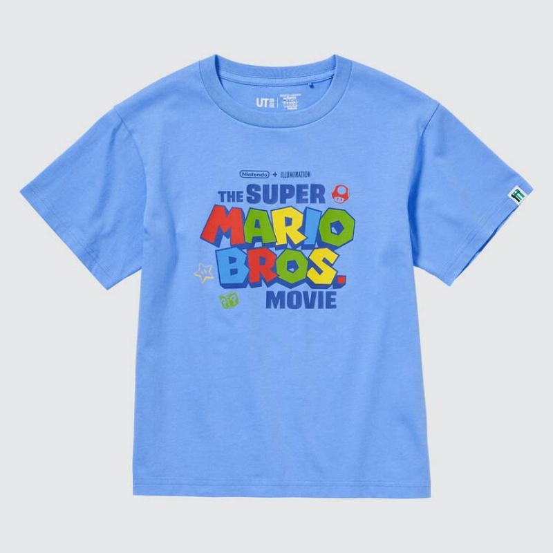 Uniqlo The Super Mario Bros Movie Ut Grafica Magliette Ragazza Blu | ISMFAC349