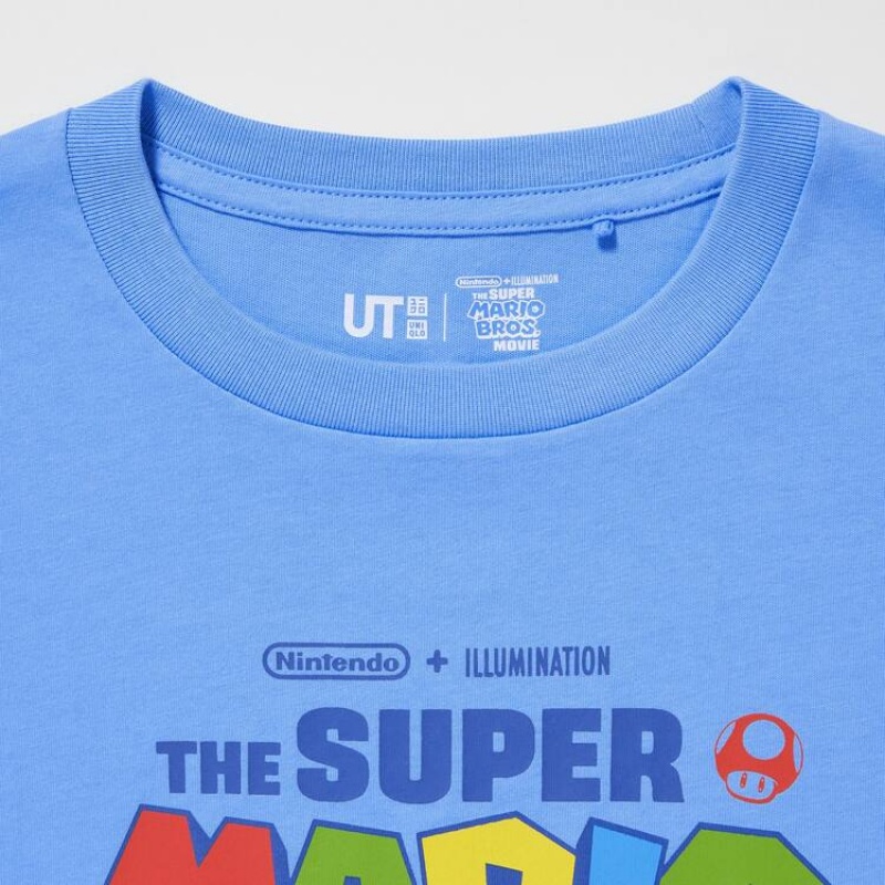 Uniqlo The Super Mario Bros Movie Ut Grafica Magliette Ragazza Blu | ISMFAC349