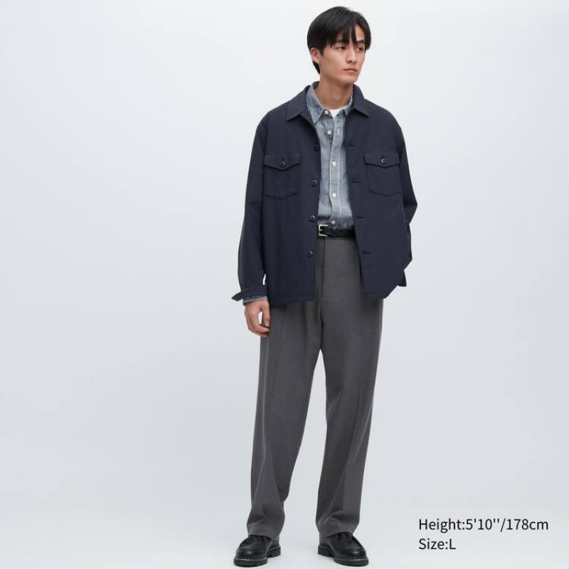 Uniqlo Two-way Stretch A Pieghe Tapered Fit Pantaloni Grigie | SMBIYE714