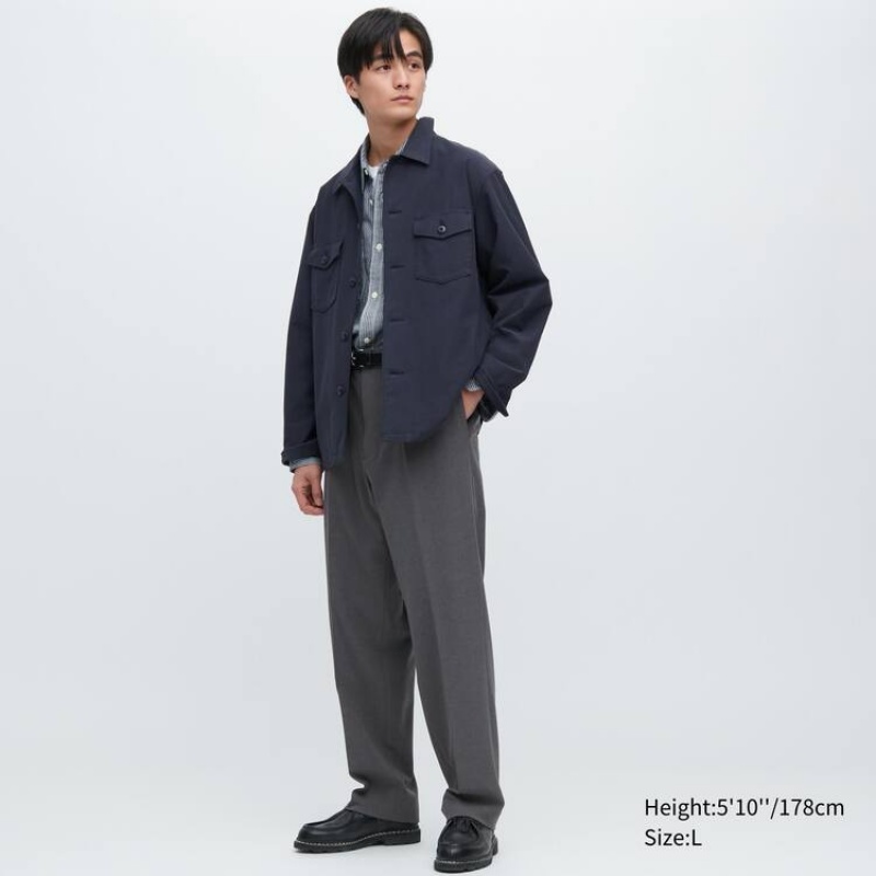 Uniqlo Two-way Stretch A Pieghe Tapered Fit Pantaloni Grigie | SMBIYE714