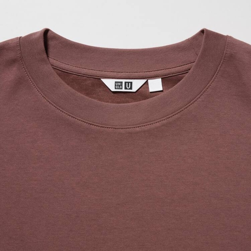 Uniqlo U Airism Cotone Crew Neck Oversized Magliette Bordeaux | SYIUJH034