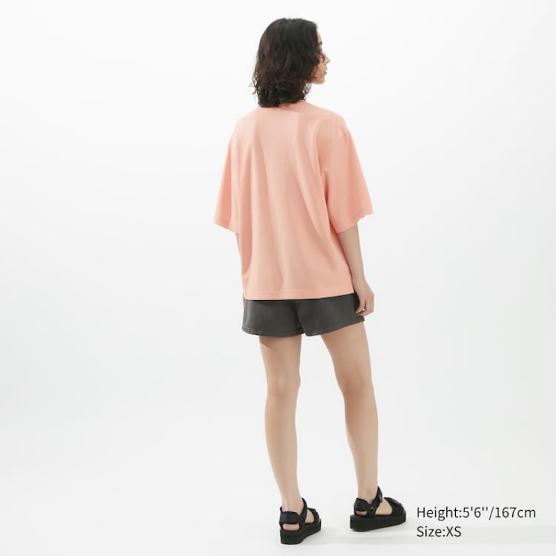 Uniqlo U Airism Cotone Oversized Magliette Rosa | HFZBPN417