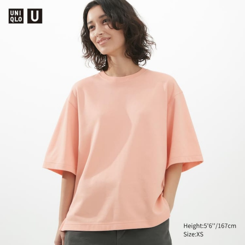 Uniqlo U Airism Cotone Oversized Magliette Rosa | HFZBPN417