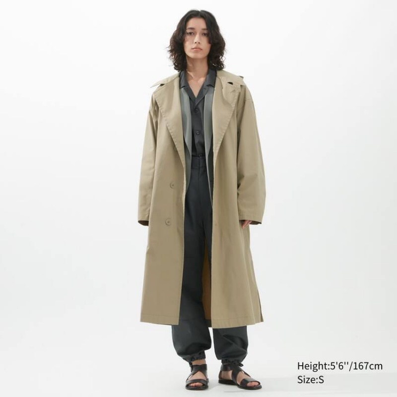 Uniqlo U Con Cappuccio Long Cappotti Khaki | XWVPLT952