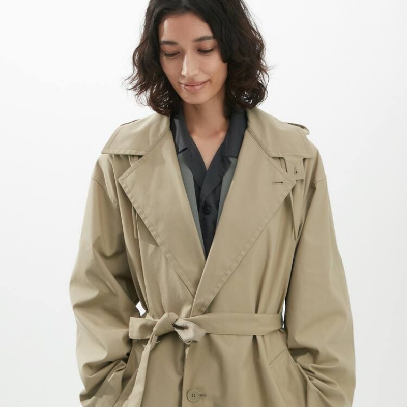 Uniqlo U Con Cappuccio Long Cappotti Khaki | XWVPLT952