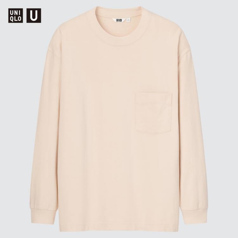 Uniqlo U Crew Neck Long Sleeved Felpe Beige | LCJSPB615