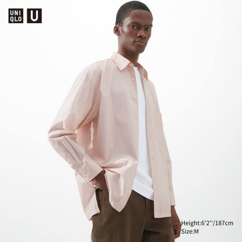 Uniqlo U Oversized A Strisce Casual Camicie Arancioni Chiaro | SKUJMI537