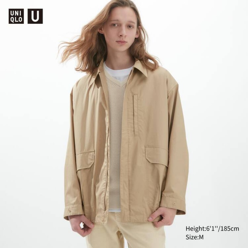 Uniqlo U Oversized Utility Giacche Beige | ZARQHE139