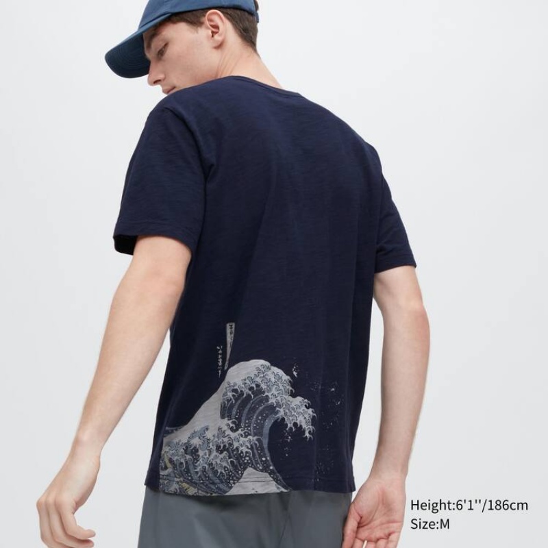 Uniqlo Ukiyo-e Archive Ut Grafica Magliette Blu Marino | JGXFEK048