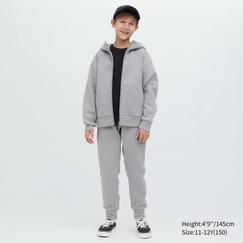 Uniqlo Ultra Stretch Dry Sweat Zipped Felpa con Cappuccio Ragazza Grigie | BTJSWK129