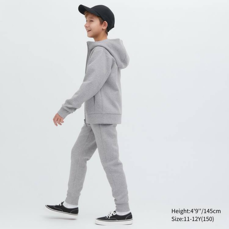 Uniqlo Ultra Stretch Dry Sweat Zipped Felpa con Cappuccio Ragazza Grigie | BTJSWK129