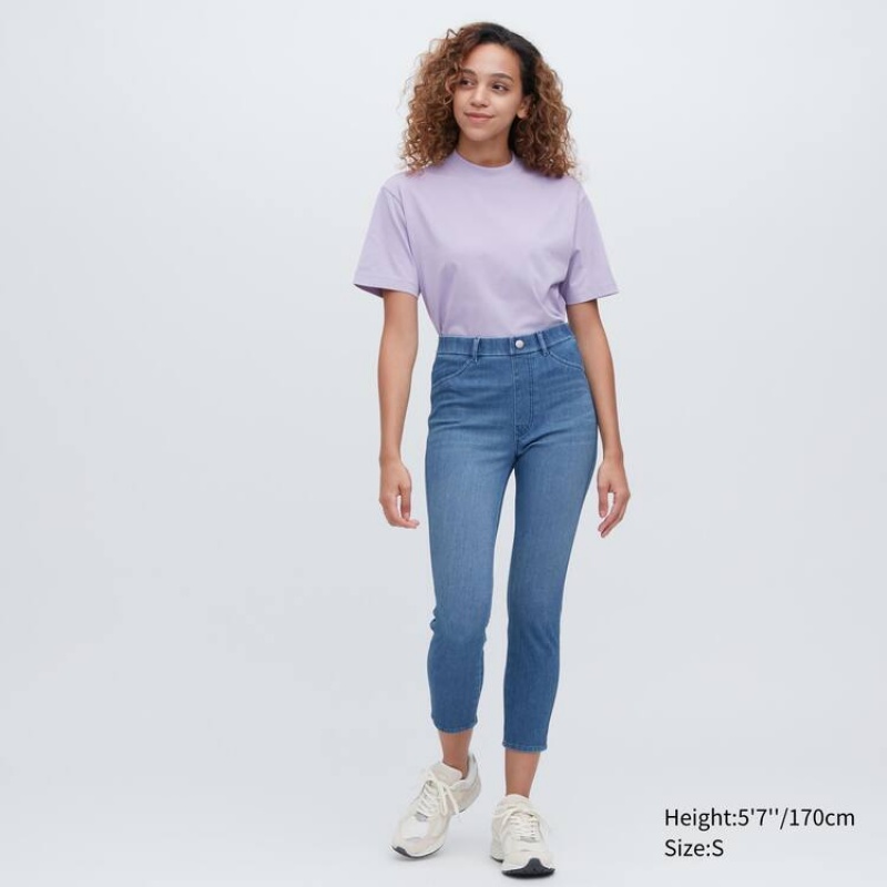 Uniqlo Ultra Stretch High Rise Cropped Leggings Blu | JNOPFY830