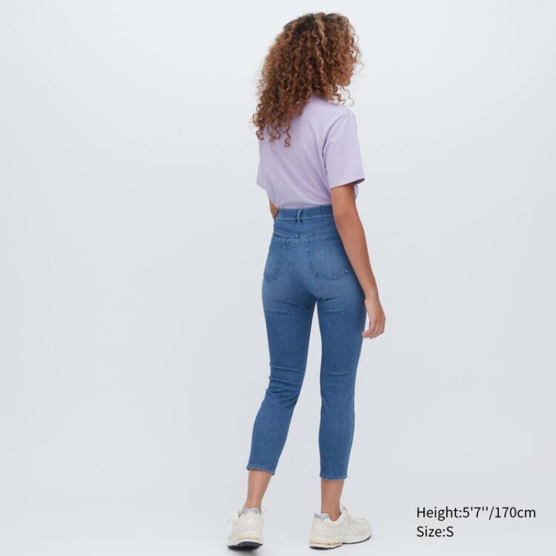 Uniqlo Ultra Stretch High Rise Cropped Leggings Blu | JNOPFY830