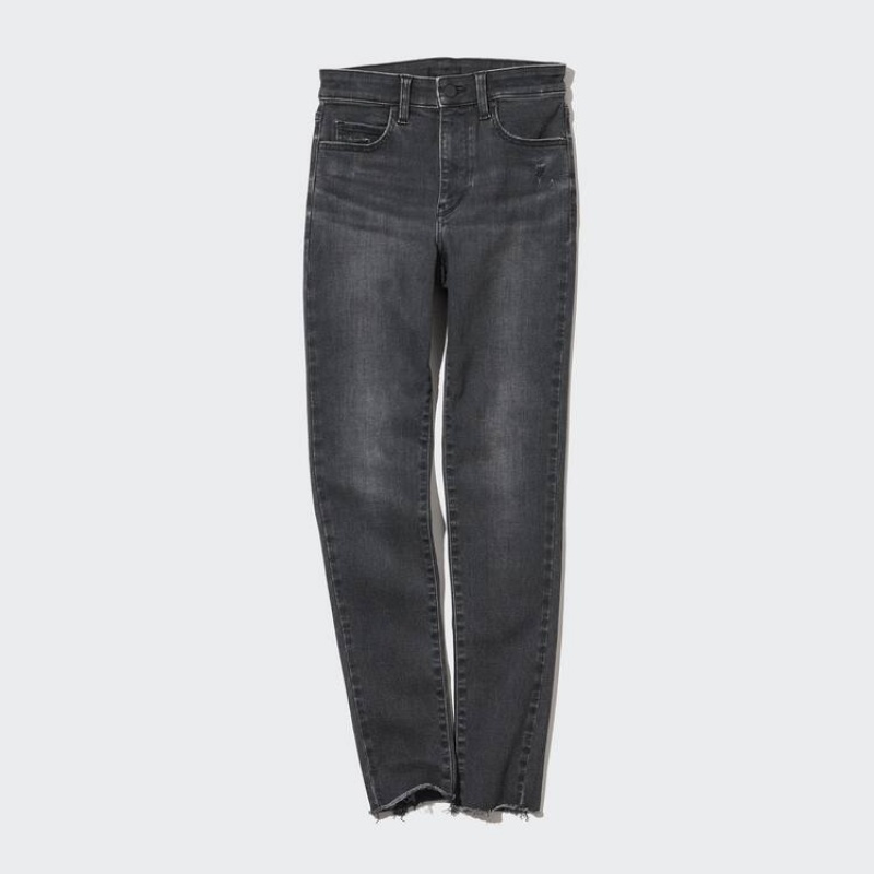 Uniqlo Ultra Stretch High Rise Magro Fit Distressed Jeans Grigie | EANQIH534