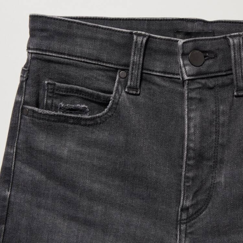 Uniqlo Ultra Stretch High Rise Magro Fit Distressed Jeans Grigie | EANQIH534