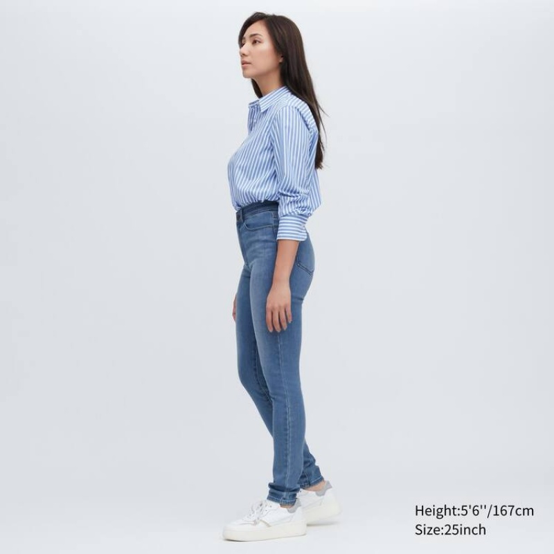 Uniqlo Ultra Stretch High Rise Magro Fit Jeans Blu | BDSKJI156