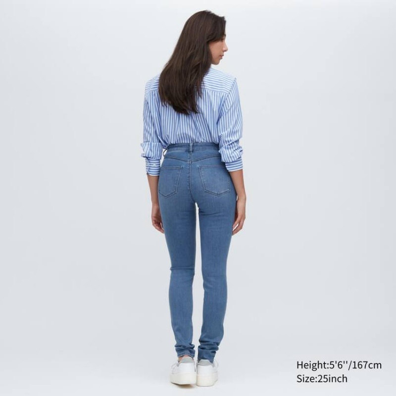 Uniqlo Ultra Stretch High Rise Magro Fit Jeans Blu | BDSKJI156