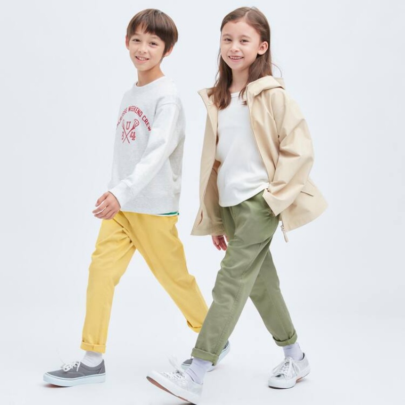 Uniqlo Ultra Stretch Tapered Pantaloni Ragazza Gialle | CNAVWG385