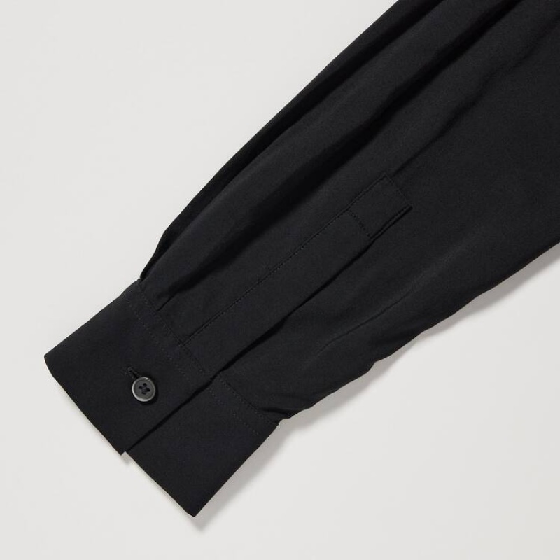 Uniqlo V Neck Flared Long Sleeved Vestito Nere | BFZUNQ236