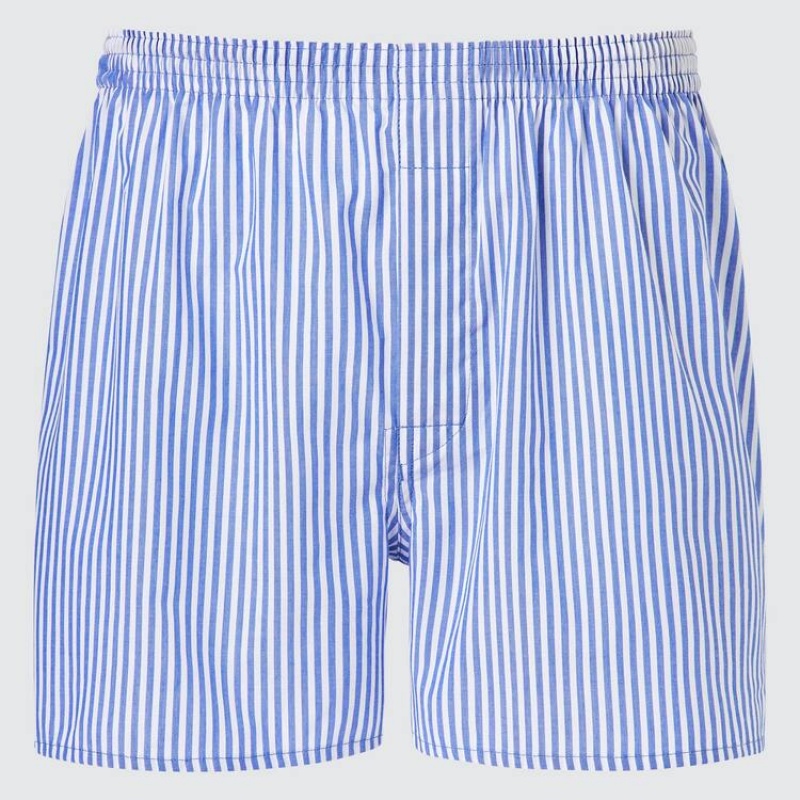 Uniqlo Woven A Strisce Boxer Biancheria Intima Blu | ACIJWH651