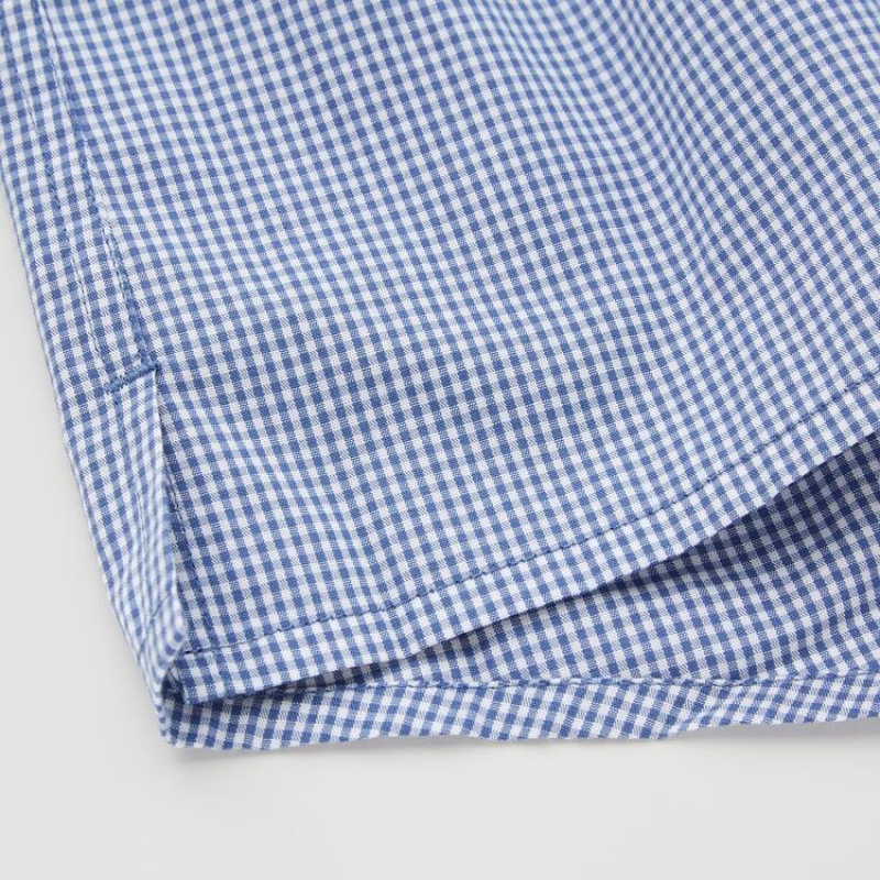 Uniqlo Woven Checked Boxer (2021 Season) Biancheria Intima Blu Marino | ATRQIN517