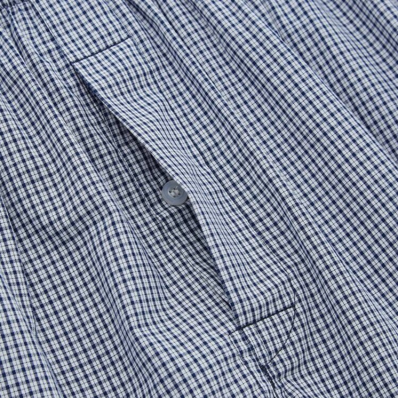 Uniqlo Woven Checked Boxer Biancheria Intima Blu Marino | NJSRBC760