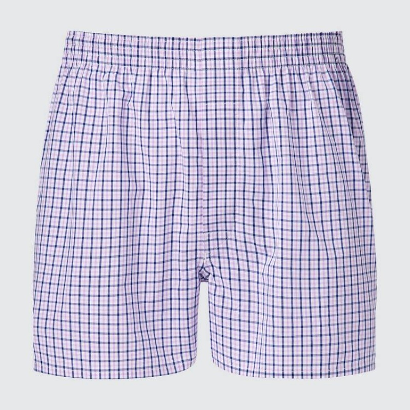 Uniqlo Woven Checked Boxer Biancheria Intima Viola Chiaro | MXQHLI610