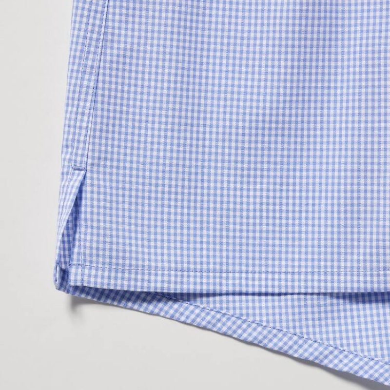 Uniqlo Woven Gingham Checked Boxer Biancheria Intima Blu | KOWGCV861