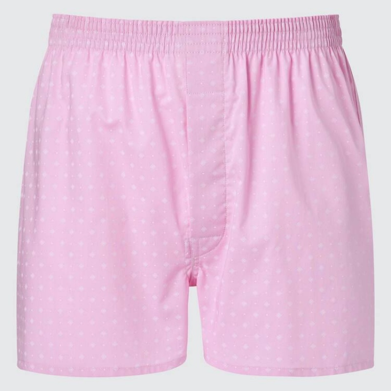 Uniqlo Woven Patterned Boxer Biancheria Intima Rosa | YNOJVC513